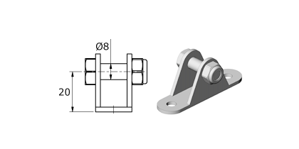 Technical drawing - Endfitting - Brackets mandrel Technical drawing - Endfitting - Brackets mandrel