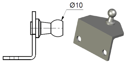 Technical drawing - Endfitting - Brackets ball Technical drawing - Endfitting - Brackets ball