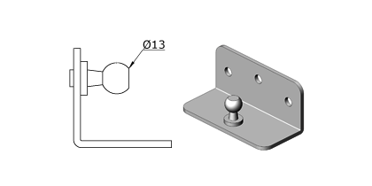 Technical drawing - Endfitting - Brackets ball Technical drawing - Endfitting - Brackets ball